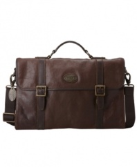Easily store and transport those important papers and projects with this leather Fossil Portfolio Brief bag.
