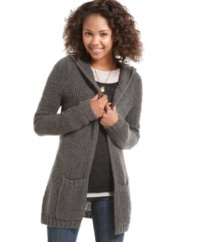 Cozy up to this hooded sweater from JJ Basics – the perfect layering piece for cute, wintery style.