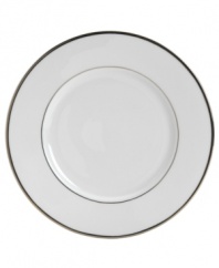 Pure refinement simply stated, the Mikasa Cameo Platinum dinnerware and dishes collection is shear elegance in classic form. Dazzling white china is delicately embellished with platinum band detailing. The understated style of this salad plate works as well with other patterns as it does with the coordinating collection.