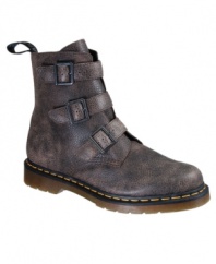 Rough up your outfit with rugged men's boots from Dr. Martens. With a faded look and three buckles strategically placed, no one will dare try to take you down in these tempestuous boots for men.