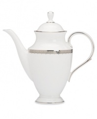 Inspired by the trim on an elegant couture gown, this graceful dinnerware and dishes collection from Lenox features an intricate platinum border that combines harmoniously with white bone china for unparalleled style. Qualifies for Rebate