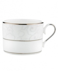 A sweet lace pattern combines with platinum borders to add graceful elegance to your tabletop. The classic shape and pristine white shade make this teacup a timeless addition to any meal. From Lenox's dinnerware and dishes collection. Qualifies for Rebate