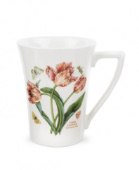 A must-have for discerning china collectors and true nature lovers, this Botanic Garden mug by Portmeirion features colorful butterflies and pink parrot tulips with true-to-life detail.