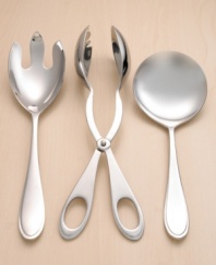 A sleek, streamlined design in gleaming 18/8 stainless steel gives the serving fork modern elegance. Shown at left.