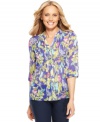 This sheer floral blouse from Charter Club is a breezy addition to your spring wardrobe. Layer it with a cami and trousers for a stylish look that stays cheerful!