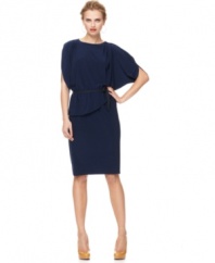 With draped details, this solid T Tahari Alice dress is perfect for accessorizing with statement extras!