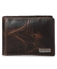 Fold it up and forget it. This bi-fold wallet from Fossil slips quietly into your pocket for sleek style.