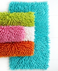 Crafted of plush cotton chenille, this Bambini bath rug is ultra-soft to the touch and come in five fun and vibrant colors to brighten up any bathroom.