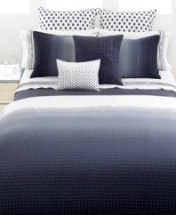 Decidedly chic, this Vera Wang flat sheet boasts three rows of pear-edge embroidery at the cuff in shades of indigo. Featuring luxurious 400-thread count cotton percale.