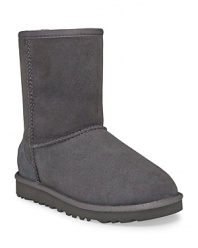 You're little one has always wanted a pair of UGG's and now's the best time to get them. The basic boot in twin-faced sheepskin offers incredible warmth and they're cozy enough to be worn without socks. Reinforced heel, lightweight sole. Insole of genuine sheepskin that naturally wicks away moisture and keeps feet dry.