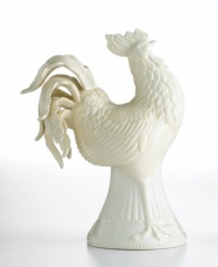 Accent your home with with a rustic French country motif. This ivory earthenware rooster figurine coordinates beautifully with the rest of the Butler's Pantry collection of dinnerware and dishes from Lenox. Measures 15 tall. Qualifies for Rebate