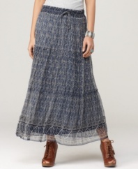 Lucky Brand Jeans teams up with textile designer John Robshaw for this limited-edition skirt, which features a bohemian maxi length and artisan-inspired print. Pair it with a tee and booties for easy style.