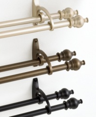 A double rod, in one! Perfect for hanging drapes and sheers, the Serif rod set allows you to neatly hang two panels at once. Featuring decorative finials on each end.