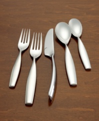 A sleek new approach to flatware, this set from Yamazaki lends your tabletop a unique silhouette. A gradually widening handle and sturdy stainless steel make this collection a tabletop favorite. Includes a tablespoon, sugar spoon and sauce ladle.