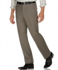 Offering a comfortable fit and a smooth, flat front construction, this wool dress pant makes a great choice for the modern sophisticate.