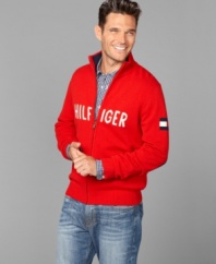 Zip into your favorite name. This sweater is a Tommy Hilfiger signature.