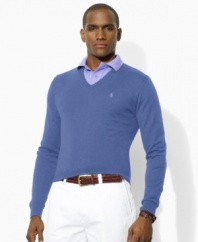 A handsome V-neck sweater designed from ultra-soft Pima cotton for a casual, comfortable look.