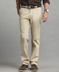 Create a long, lean line with these slim-fit chinos from Tommy Hilfiger.