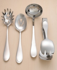 In gleaming 18/8 stainless steel, this pasta scoop serves up noodles in sleek, modern style. Shown at left.