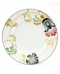 A festive splash of color for your tabletop, this lively pattern on the Tempo dinner plates from Noritake features a stencil inspired design with a nod to the retro-chic aesthetic. (Clearance)