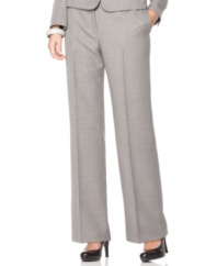 Classic straight leg pants are suiting essentials. This pair makes a polished look with a printed shirt or coordinating pieces from Kasper's collection of suit separates.