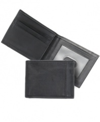 Trim the fat. This slim wallet from Perry Ellis keeps you on track with the latest style.
