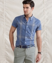 Pattern your look after classic preppy style with this plaid shirt from Tommy Hilfiger.