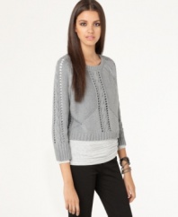 Open knit details add dimension to this cropped sweater from bar III. Pair it with jeans for a hip, casual look.