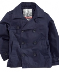 Bundle him up with this classic preppy peacoat from Weatherproof.