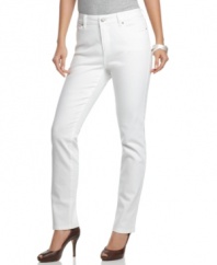 Take a break from basic blue in these white jeans from Not Your Daughter's Jeans. The slim leg and flattering technology make them ultra-flattering, too!