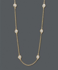 A simple strand of sparkling elegance. A delicate 14k gold chain from Trio by Effy Collection features seven stations of  bezel-set, round-cut diamonds (1/2 ct. t.w.). Approximate length: 16 inches + 2-inch extender.