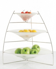 Modern art turned clever storage, the Chilewich RAYTray cradles fruit and vegetables in three tiers of open, breathable mesh stretched over a metal frame. When it isn't in use, collapse the entire stand and pop off the fabric for easy cleaning.