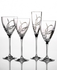 Only Vera Wang could capture elegance so gracefully and tie it up with a bow. With a sleek silhouette and narrow stem, this etched crystal iced beverage glass lends refined whimsy to every occasion. Shown right.