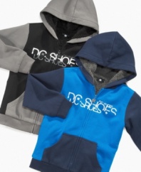 He won't lose any cool when layering with these extra-warm fleece hoodies from DC Shoes.