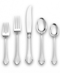 With an elegant 18th century design, the French Regency flatware set from Wallace evokes the glory days of French aristocracy in fine sterling silver. Featuring place settings for twelve and serving pieces to perfect the formal table.