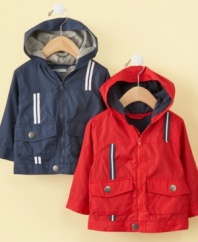 On-the-go gear gets stylish with this sporty hooded jacket from First Impressions.