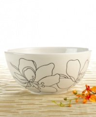 This versatile bowl lends the perfect hint of understated contemporary design to any table. Great for serving meal-sized salads, soups or sides and snacks. From the Laurie Gates dinnerware and dishes collection.