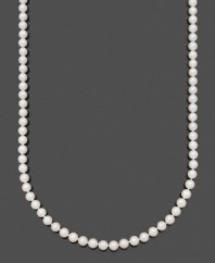 Polish your look with a luminous strand of pearls. Belle de Mer necklace features A+ Akoya cultured pearls (7-7-1/2 mm) with a 14k gold clasp. Approximate length: 20 inches.