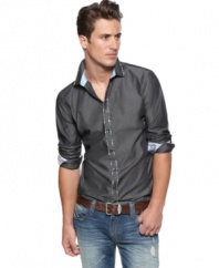 Tape your look with this sharp slim-fitting shirt from INC.