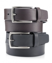 Put the final finishing touch on your casual look with this leather belt from Perry Ellis.