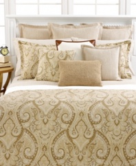 A deep paisley print in soothing neutrals creates an alluring design upon this Desert Spa sham from Lauren by Ralph Lauren.