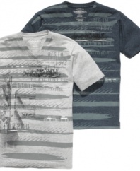 With a cool streaked graphic, this Ecko Unltd shirt instantly ups your casual style quotient.