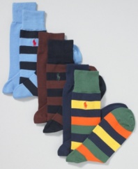 Step-up your style with these assorted patterned socks from Ralph Lauren.