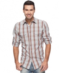 In a relaxed color palette, this plaid shirt from Alfani BLACK is more laid-back, less lumberjack.
