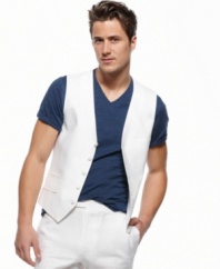 Lighten up your look with this linen vest from INC International Concepts.