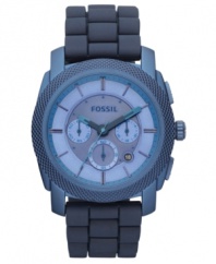 Vibrant and deep blues overtake this bold chronograph watch by Fossil.