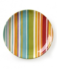 Covered in festive stripes, the Striped round platter from Clay Art rejuvenates your daily routine with a double dose of color and style, all in dishwasher-safe earthenware.