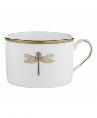 Adorned with delicate beetles and dragonflies, this classically shaped fine china cup combines simple elegance with casual style. The gold wing border makes your tabletop shine with elegance while the classic shape and delicate pattern exude style.
