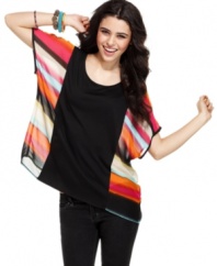 Shake up your daytime style with this technicolor dream top from REIGN, where hue-tiful stripes and an oversized fit make fashion magic!