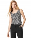Add a lacy layer to your suit with this sleeveless, printed top from Tahari by ASL's collection of suiting separates.